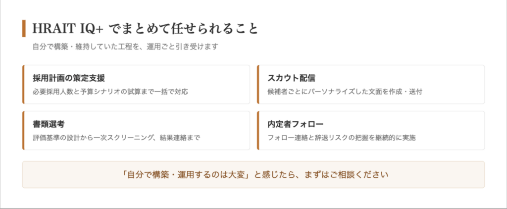 HRAIT IQ+ でまとめて任せられること