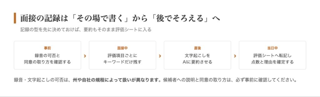 面接記録の流れ