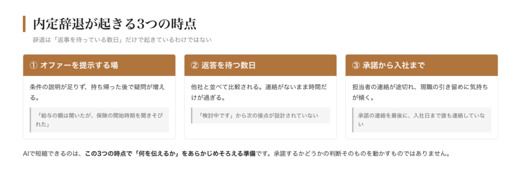内定辞退が起きる3つの時点