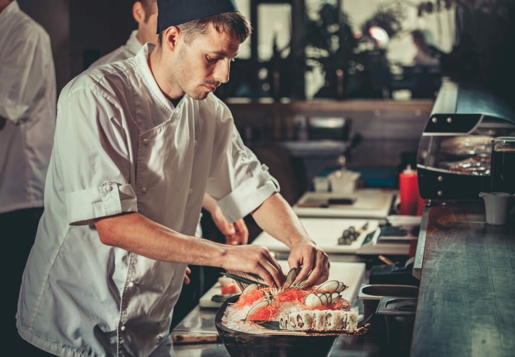 preparing-sushi-set-in-restaurant-kitchen