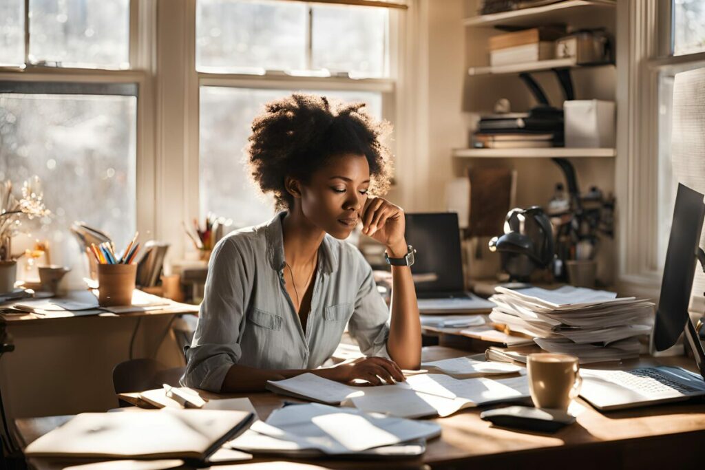 Woman looks for a job and has her resume on the desk